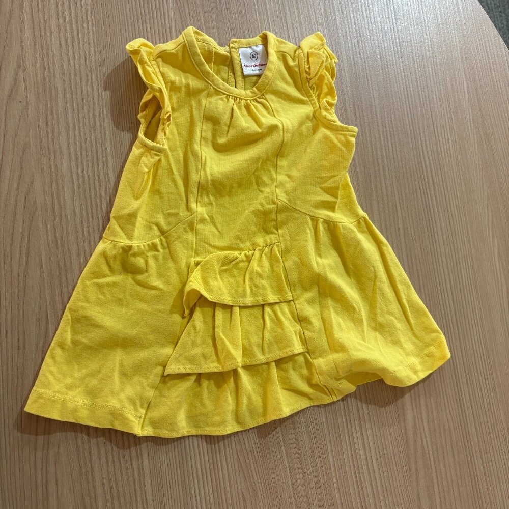 Hanna Andersson Knit Dress 3-6 Months 60 CM So Sunny Yellow Cotton Blend Ruffles